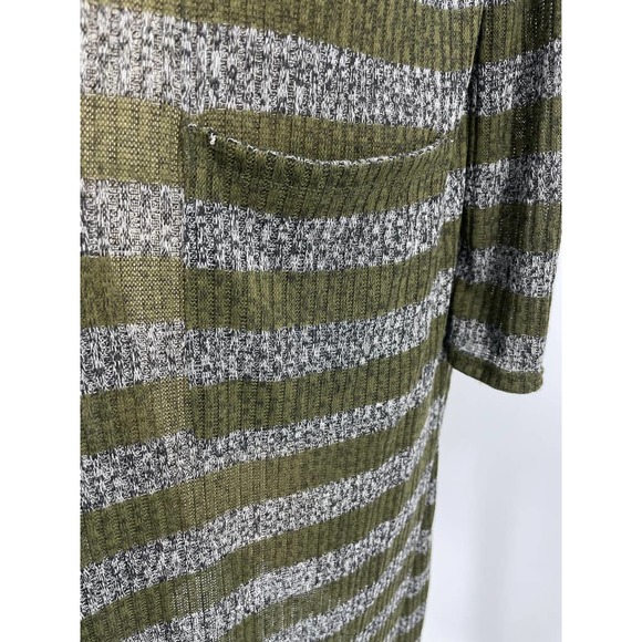 Lularoe Sarah Cardigan Duster Ribbed Sweater Olive Green Stripe M - Picture 8 of 9